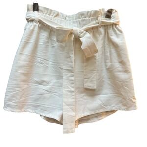 Lulus Shorts Womens S White Linen Blend Paperbag‎ Waist Tie Summer Casual Boho